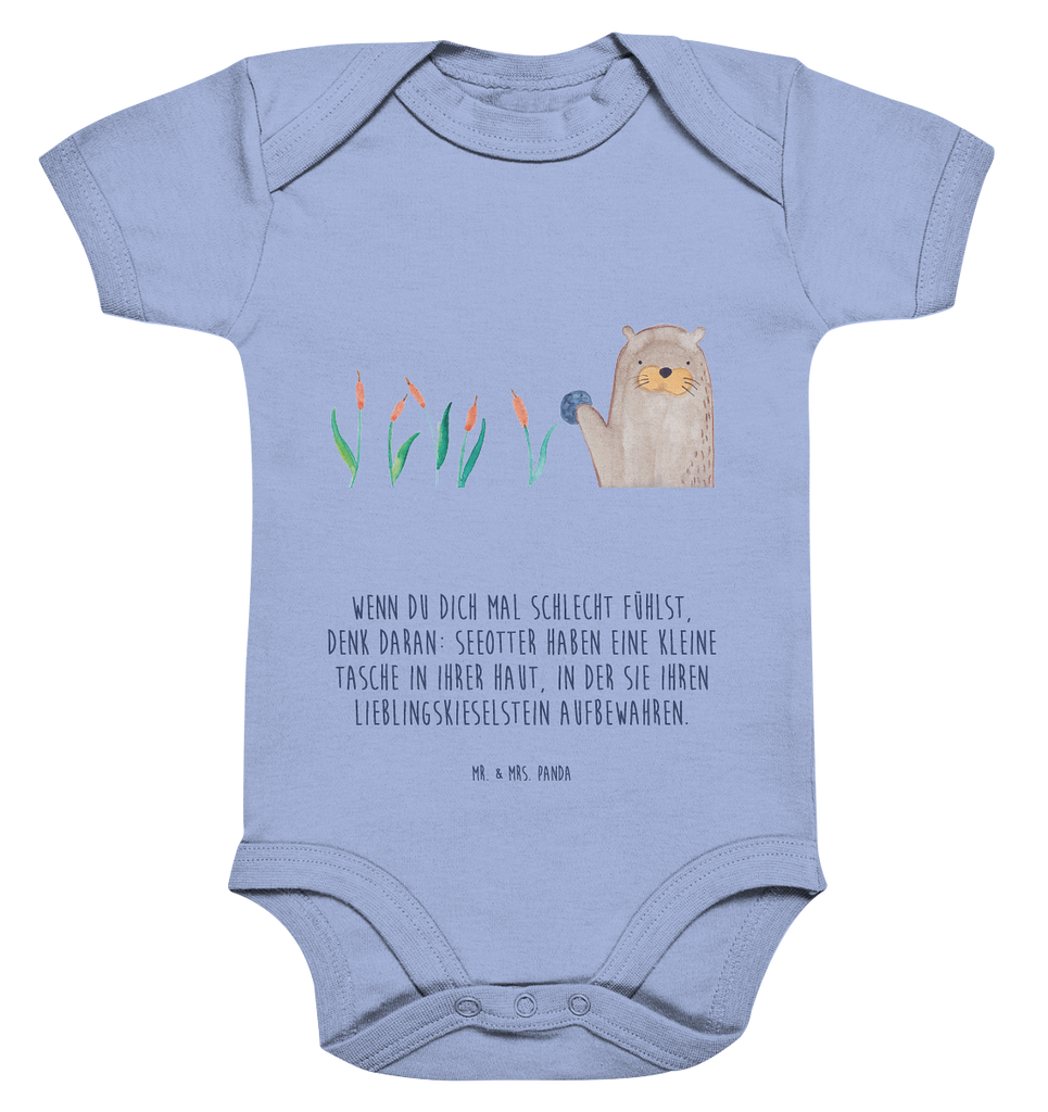 Organic Baby Body Otter mit Stein Babykleidung, Babystrampler, Strampler, Wickelbody, Baby Erstausstattung, Junge, Mädchen, Otter, Fischotter, Seeotter, Otter Seeotter See Otter