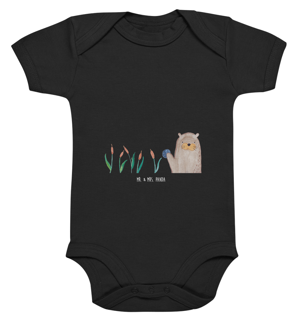 Organic Baby Body Otter mit Stein Babykleidung, Babystrampler, Strampler, Wickelbody, Baby Erstausstattung, Junge, Mädchen, Otter, Fischotter, Seeotter, Otter Seeotter See Otter