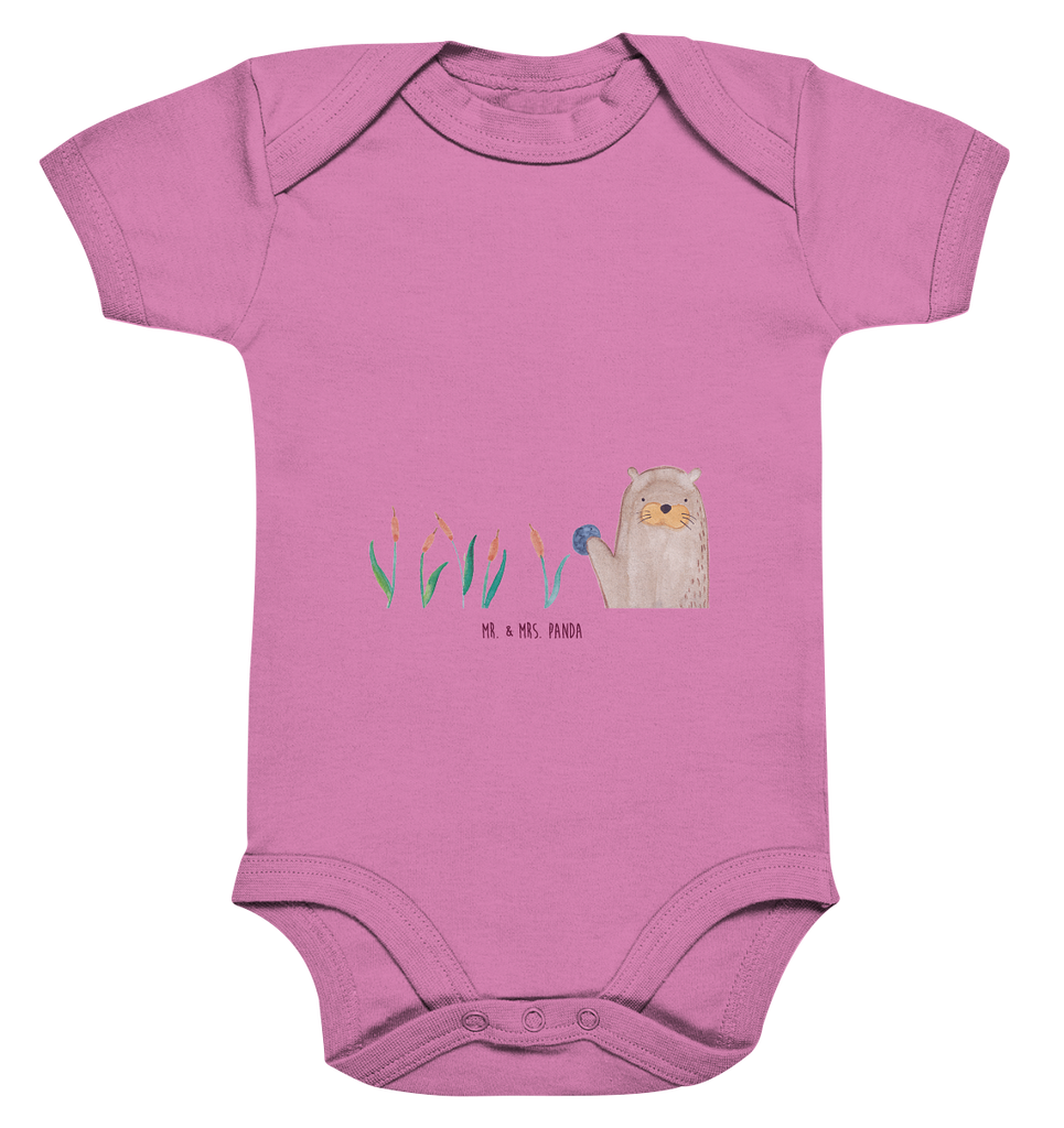 Organic Baby Body Otter mit Stein Babykleidung, Babystrampler, Strampler, Wickelbody, Baby Erstausstattung, Junge, Mädchen, Otter, Fischotter, Seeotter, Otter Seeotter See Otter