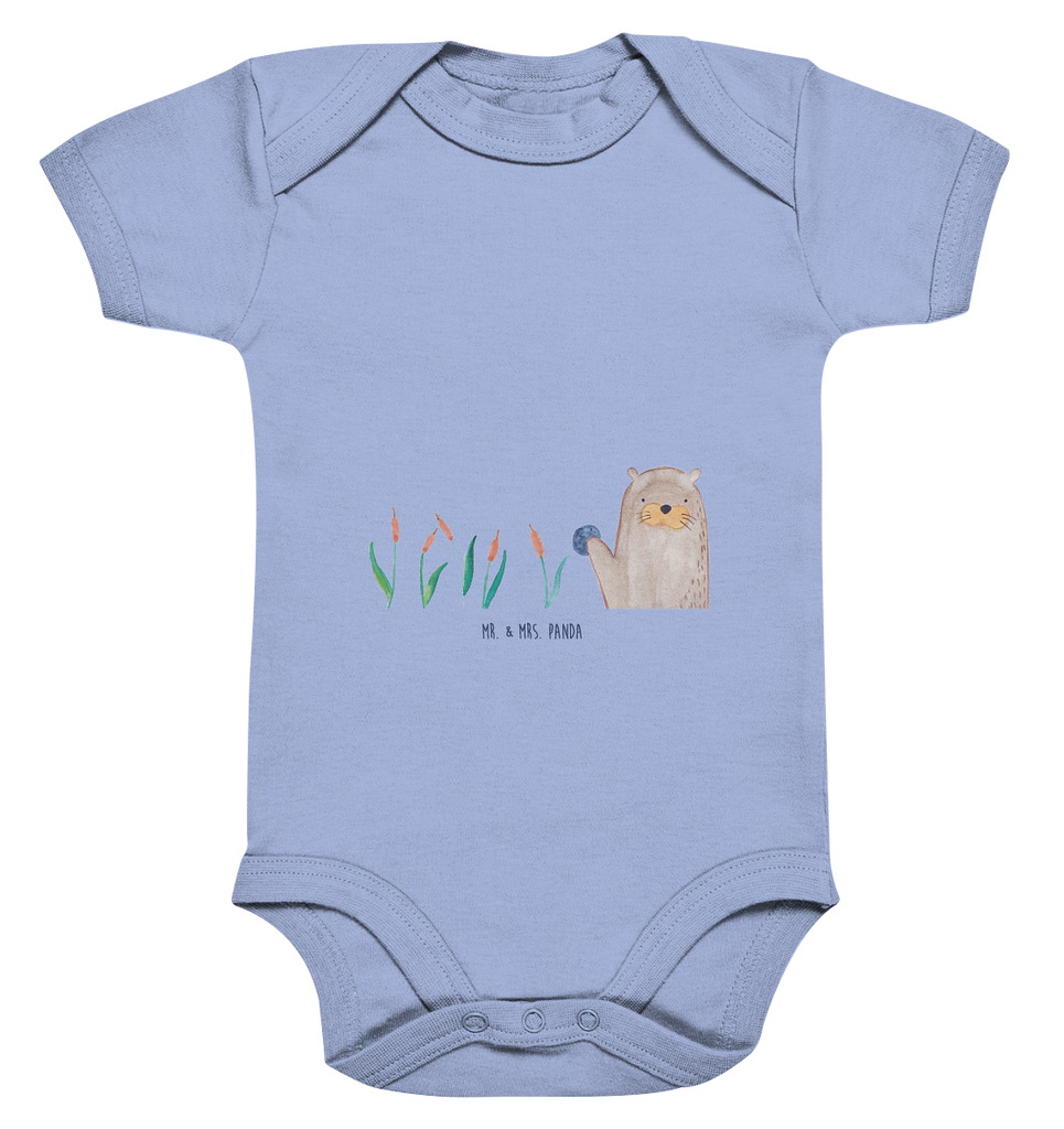 Organic Baby Body Otter mit Stein Babykleidung, Babystrampler, Strampler, Wickelbody, Baby Erstausstattung, Junge, Mädchen, Otter, Fischotter, Seeotter, Otter Seeotter See Otter