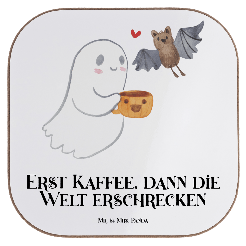 Quadratische Untersetzer Gespenst Kaffee