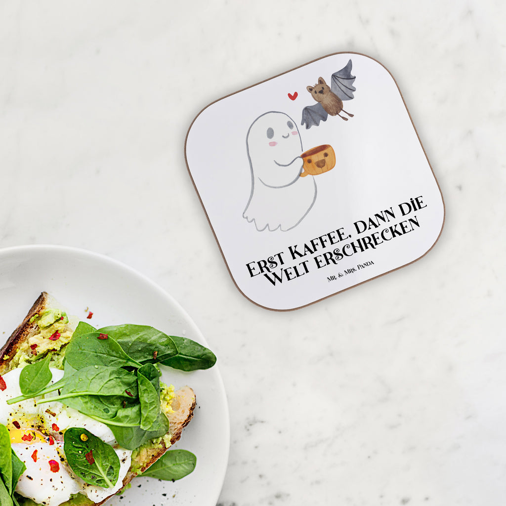 Quadratische Untersetzer Gespenst Kaffee