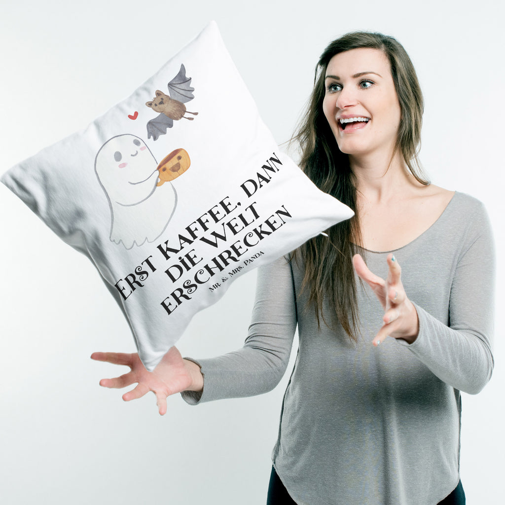 40x40 Kissen Gespenst Kaffee Kissenhülle, Kopfkissen, Sofakissen, Dekokissen, Motivkissen, Halloween, Deko, Martinssingen, Dekoration, Geschenke, Schenken, Gespenst, Kaffee