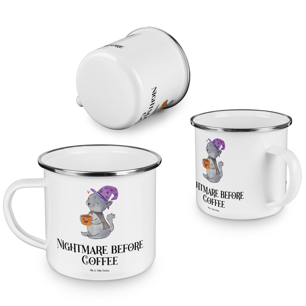 Camping Emaille Tasse Kater Kaffee Campingtasse, Trinkbecher, Metalltasse, Outdoor Tasse, Emaille Trinkbecher, Blechtasse Outdoor, Emaille Campingbecher, Edelstahl Trinkbecher, Metalltasse für Camping, Kaffee Blechtasse, Camping Tasse Metall, Halloween, Deko, Martinssingen, Dekoration, Geschenke, Schenken, Hexe, Kater, Kaffee, Magie