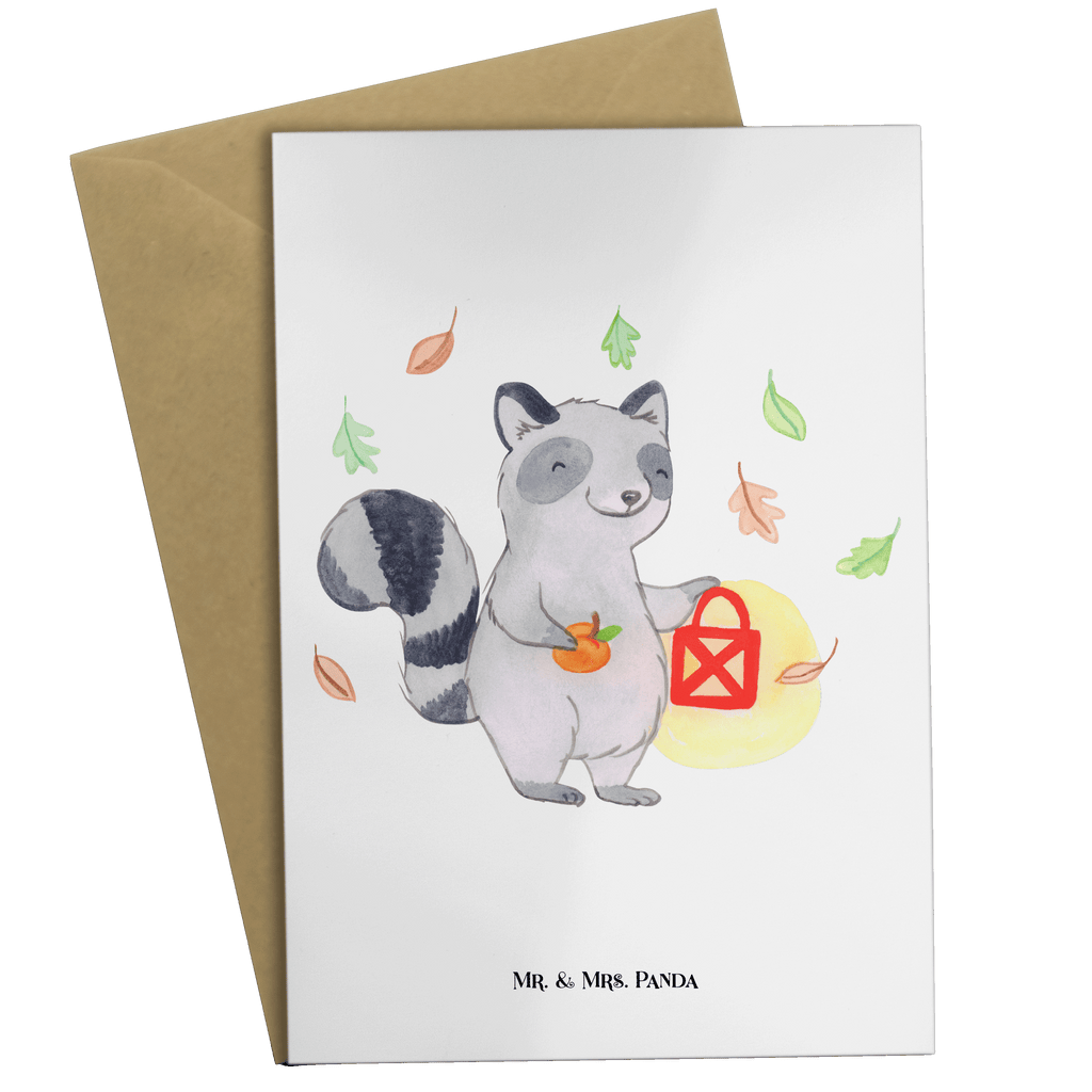 Grußkarte Waschbär Laterne Klappkarte, Einladungskarte, Glückwunschkarte, Hochzeitskarte, Geburtstagskarte, Karte, Halloween, Deko, Martinssingen, Dekoration, Geschenke, Schenken, Halloween Deko, Trick or Treat, Süßes sonst gibt's saures, Waschbär, Laterne, Herbst