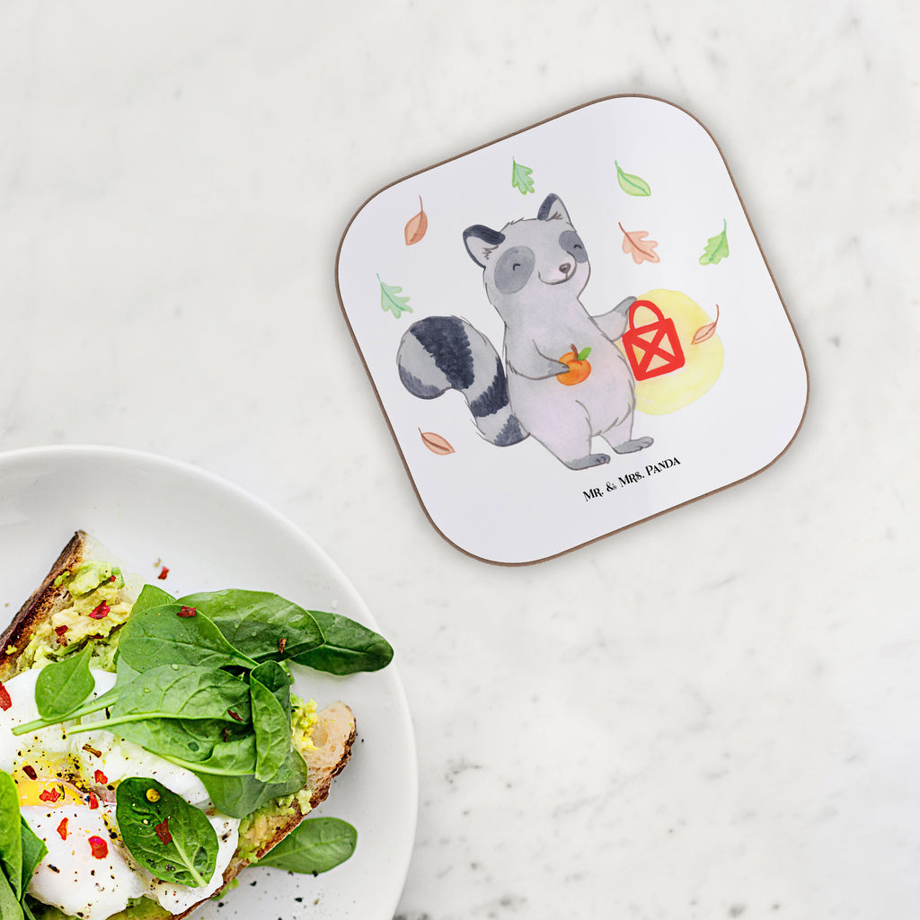 Quadratische Untersetzer Waschbär Laterne Bierdeckel, Glasuntersetzer, Untersetzer Gläser, Getränkeuntersetzer, Halloween, Deko, Martinssingen, Dekoration, Geschenke, Schenken, Halloween Deko, Trick or Treat, Süßes sonst gibt's saures, Waschbär, Laterne, Herbst