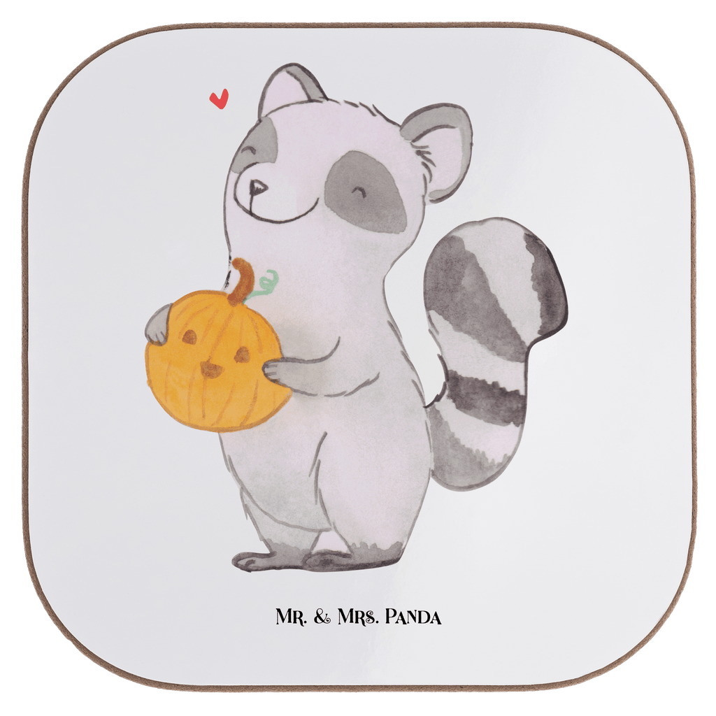 Quadratische Untersetzer Waschbär Kürbis Bierdeckel, Glasuntersetzer, Untersetzer Gläser, Getränkeuntersetzer, Halloween, Deko, Martinssingen, Dekoration, Geschenke, Schenken, Halloween Deko, Trick or Treat, Süßes sonst gibt's saures, Waschbär, Kürbis