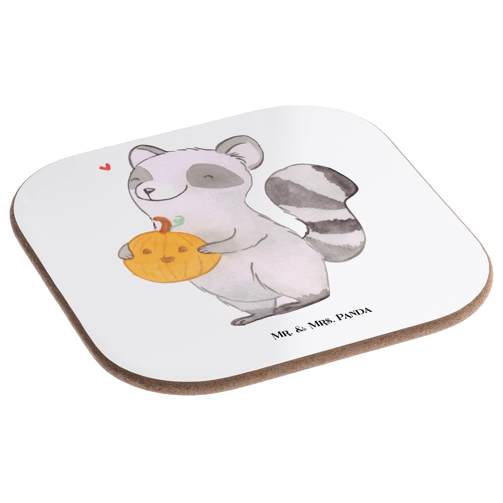 Quadratische Untersetzer Waschbär Kürbis Bierdeckel, Glasuntersetzer, Untersetzer Gläser, Getränkeuntersetzer, Halloween, Deko, Martinssingen, Dekoration, Geschenke, Schenken, Halloween Deko, Trick or Treat, Süßes sonst gibt's saures, Waschbär, Kürbis