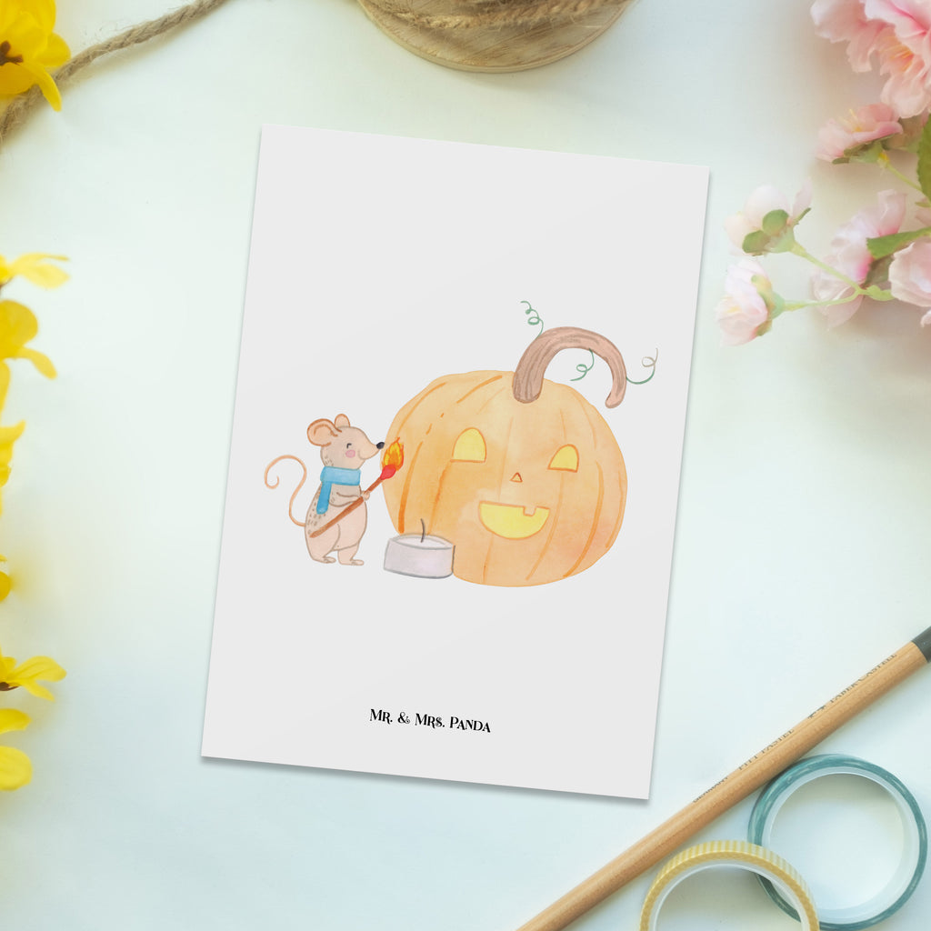 Postkarte Kürbis Maus