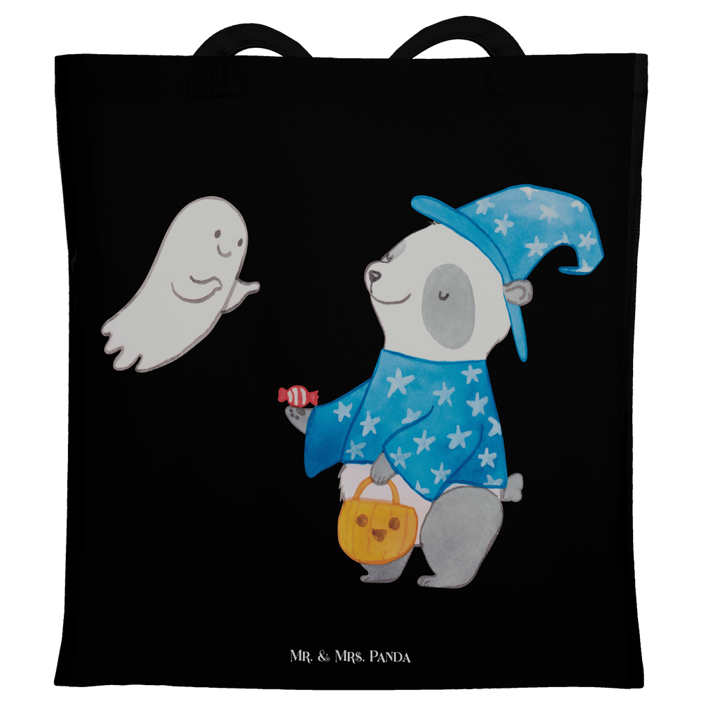 Tragetasche Panda Zauberer Beuteltasche, Beutel, Einkaufstasche, Jutebeutel, Stoffbeutel, Halloween, Deko, Martinssingen, Dekoration, Geschenke, Schenken, Halloween Deko, Trick or Treat, Süßes sonst gibt's saures, Panda, Zauberer, Gespenst