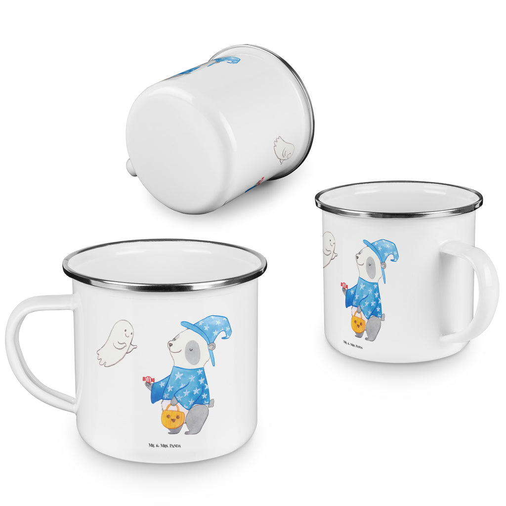 Camping Emaille Tasse Panda Zauberer Campingtasse, Trinkbecher, Metalltasse, Outdoor Tasse, Emaille Trinkbecher, Blechtasse Outdoor, Emaille Campingbecher, Edelstahl Trinkbecher, Metalltasse für Camping, Kaffee Blechtasse, Camping Tasse Metall, Halloween, Deko, Martinssingen, Dekoration, Geschenke, Schenken, Halloween Deko, Trick or Treat, Süßes sonst gibt's saures, Panda, Zauberer, Gespenst