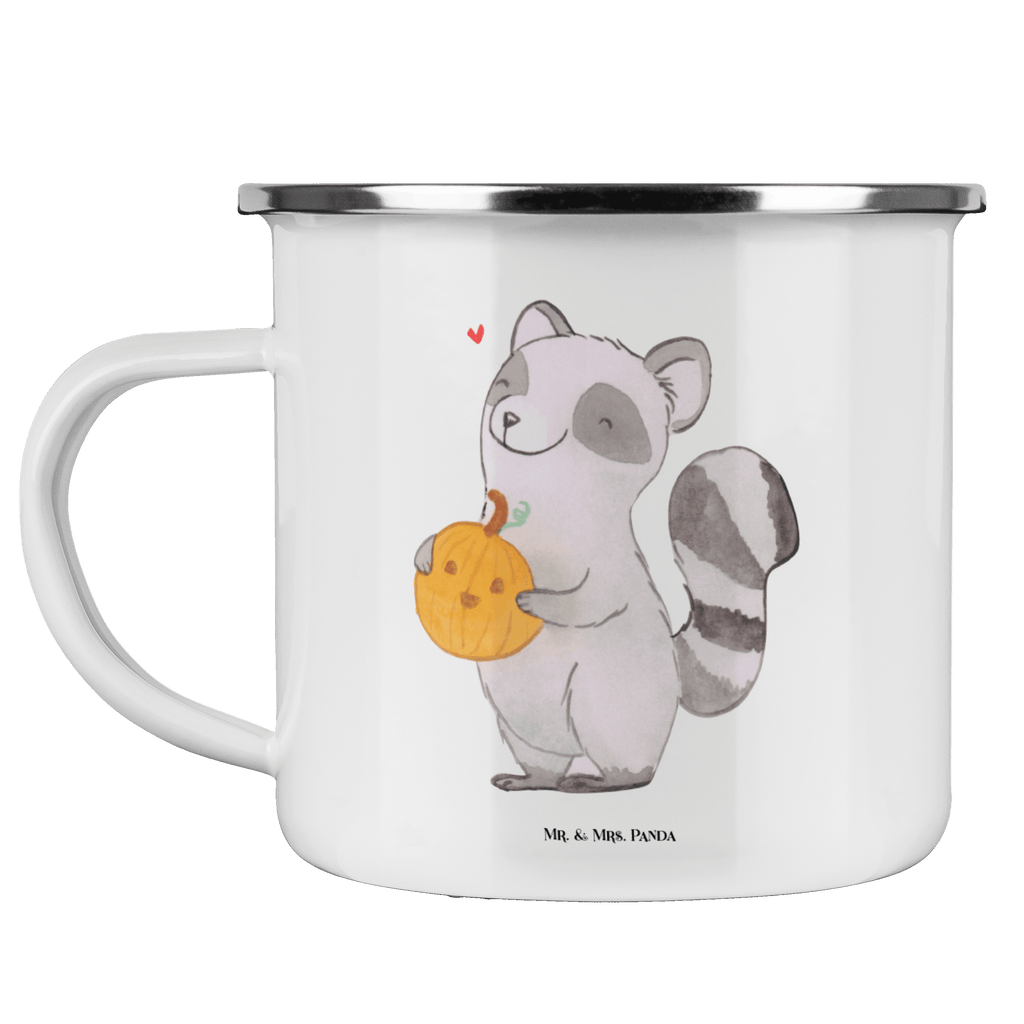 Camping Emaille Tasse Waschbär Kürbis Campingtasse, Trinkbecher, Metalltasse, Outdoor Tasse, Emaille Trinkbecher, Blechtasse Outdoor, Emaille Campingbecher, Edelstahl Trinkbecher, Metalltasse für Camping, Kaffee Blechtasse, Camping Tasse Metall, Halloween, Deko, Martinssingen, Dekoration, Geschenke, Schenken, Halloween Deko, Trick or Treat, Süßes sonst gibt's saures, Waschbär, Kürbis