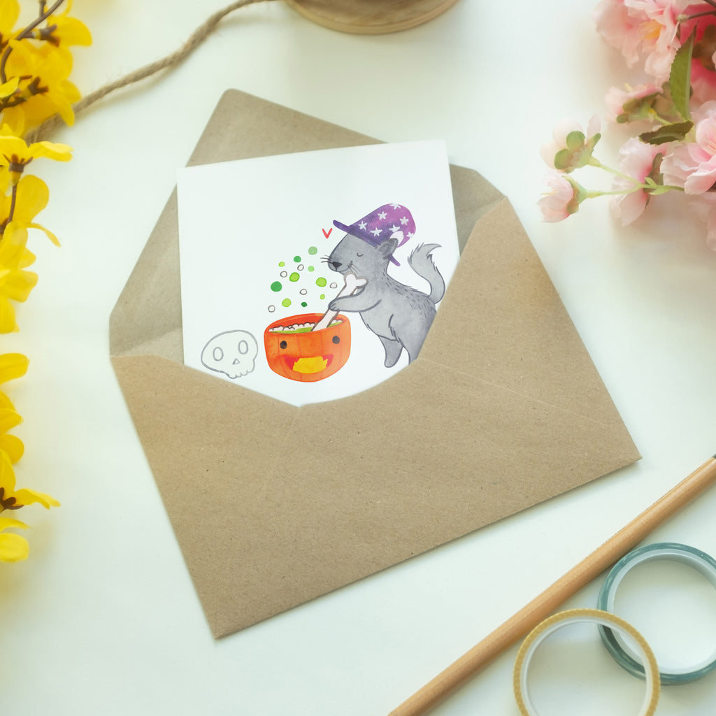 Personalisierte Grußkarte Kater Hexenkessel