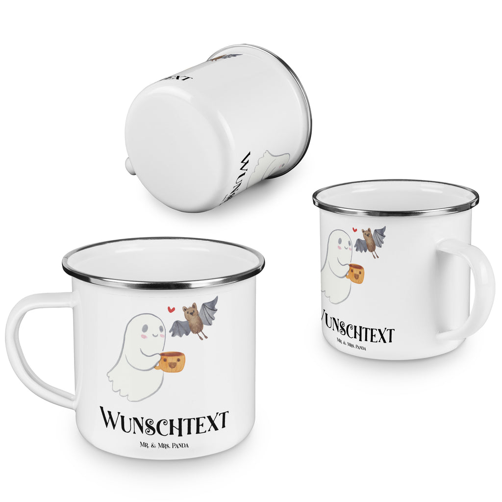Personalisierte Emaille Tasse Gespenst Kaffee Emaille Tasse personalisiert, Emaille Tasse mit Namen, Campingtasse personalisiert, Namenstasse, Campingtasse bedrucken, Campinggeschirr personalsisert, Halloween, Deko, Martinssingen, Dekoration, Geschenke, Schenken, Gespenst, Kaffee