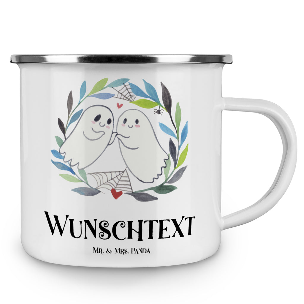 Personalisierte Emaille Tasse Gespenster  Liebe Emaille Tasse personalisiert, Emaille Tasse mit Namen, Campingtasse personalisiert, Namenstasse, Campingtasse bedrucken, Campinggeschirr personalsisert, Halloween, Deko, Martinssingen, Dekoration, Geschenke, Schenken, Gespenst, Paar, Verliebt
