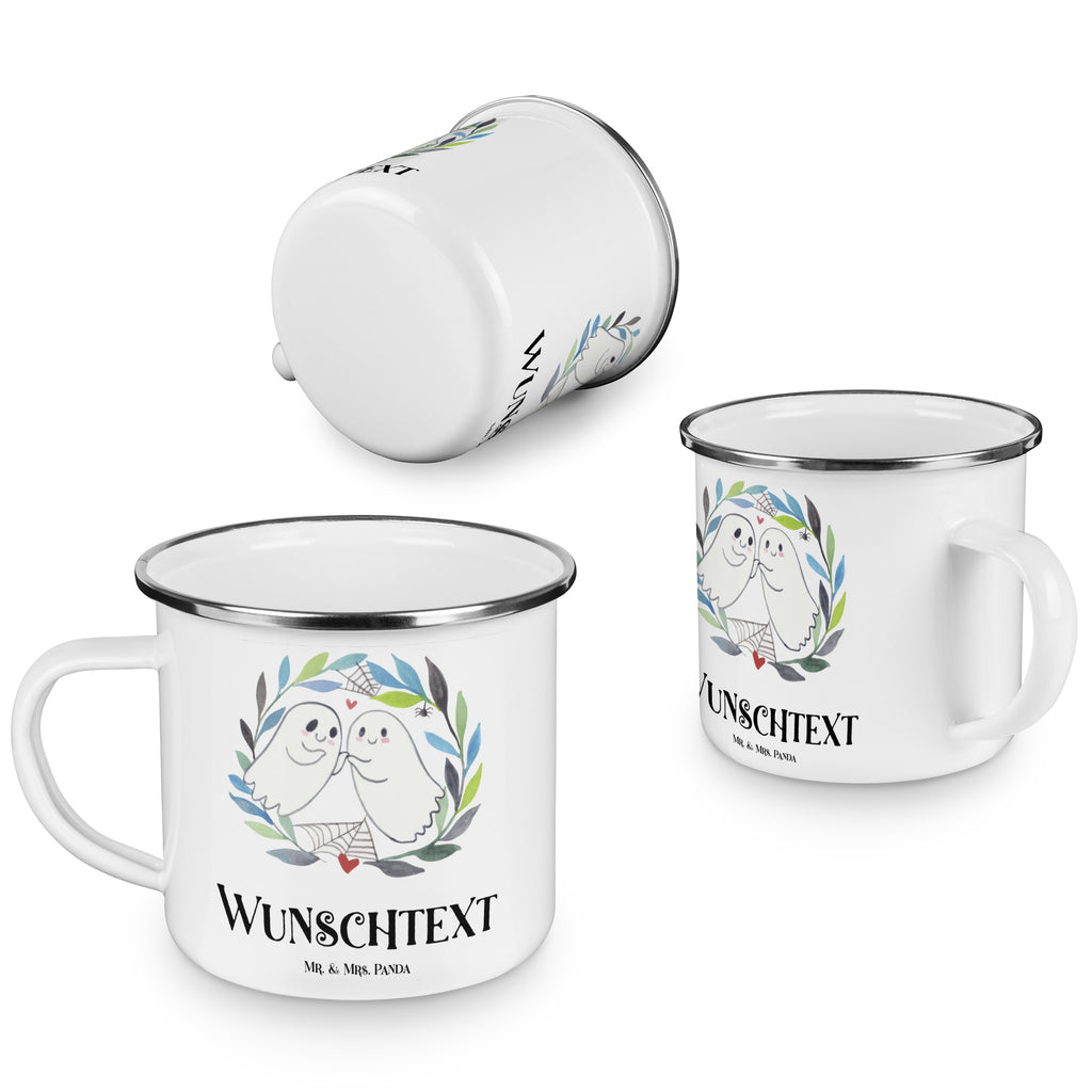 Personalisierte Emaille Tasse Gespenster  Liebe Emaille Tasse personalisiert, Emaille Tasse mit Namen, Campingtasse personalisiert, Namenstasse, Campingtasse bedrucken, Campinggeschirr personalsisert, Halloween, Deko, Martinssingen, Dekoration, Geschenke, Schenken, Gespenst, Paar, Verliebt