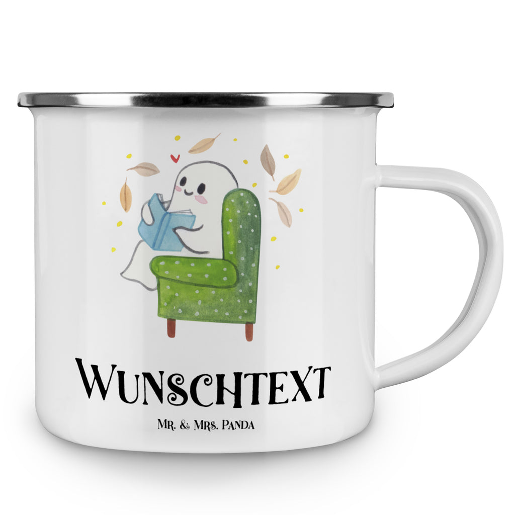 Personalisierte Emaille Tasse Gespenst  Buch Emaille Tasse personalisiert, Emaille Tasse mit Namen, Campingtasse personalisiert, Namenstasse, Campingtasse bedrucken, Campinggeschirr personalsisert, Halloween, Deko, Martinssingen, Dekoration, Geschenke, Schenken, Gespenst, Buch, Herbst, gemütlich