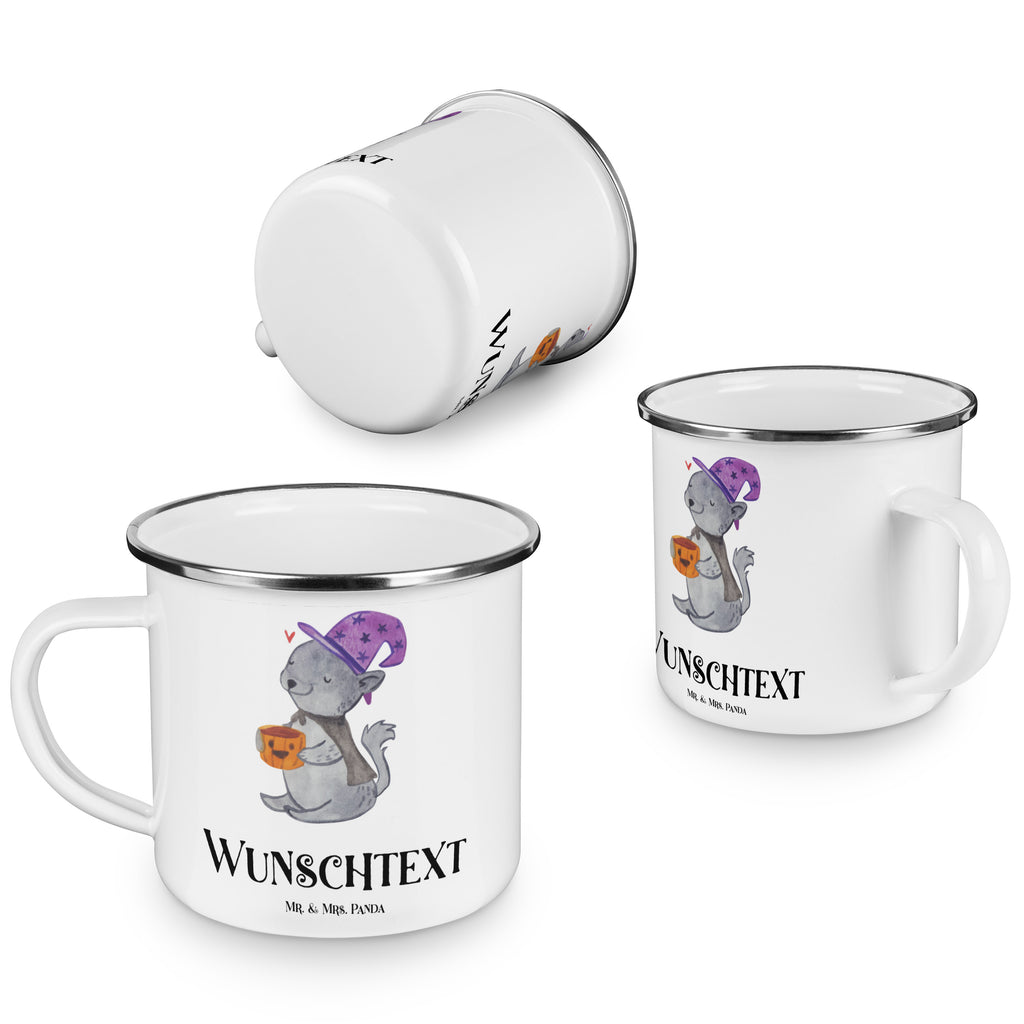 Personalisierte Emaille Tasse Kater Kaffee Emaille Tasse personalisiert, Emaille Tasse mit Namen, Campingtasse personalisiert, Namenstasse, Campingtasse bedrucken, Campinggeschirr personalsisert, Halloween, Deko, Martinssingen, Dekoration, Geschenke, Schenken, Hexe, Kater, Kaffee, Magie