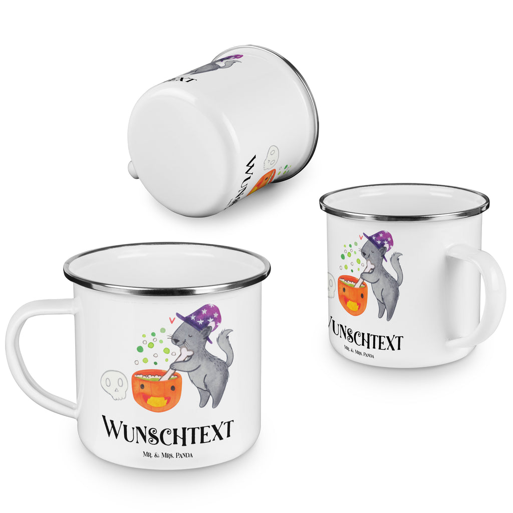Personalisierte Emaille Tasse Kater Hexenkessel Emaille Tasse personalisiert, Emaille Tasse mit Namen, Campingtasse personalisiert, Namenstasse, Campingtasse bedrucken, Campinggeschirr personalsisert, Halloween, Deko, Martinssingen, Dekoration, Geschenke, Schenken, Hexe, Kater, Hexenkessel, Zaubertrank