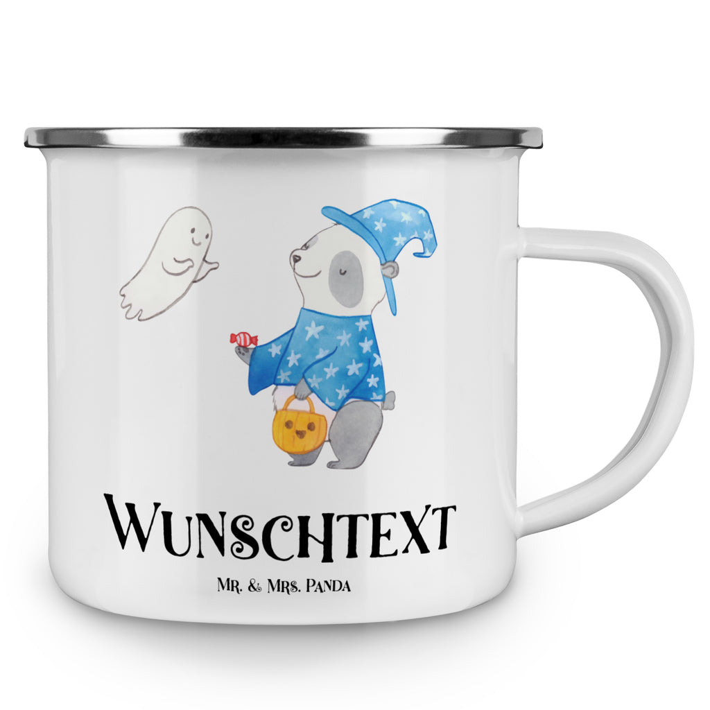 Personalisierte Emaille Tasse Panda Zauberer Emaille Tasse personalisiert, Emaille Tasse mit Namen, Campingtasse personalisiert, Namenstasse, Campingtasse bedrucken, Campinggeschirr personalsisert, Halloween, Deko, Martinssingen, Dekoration, Geschenke, Schenken, Halloween Deko, Trick or Treat, Süßes sonst gibt's saures, Panda, Zauberer, Gespenst