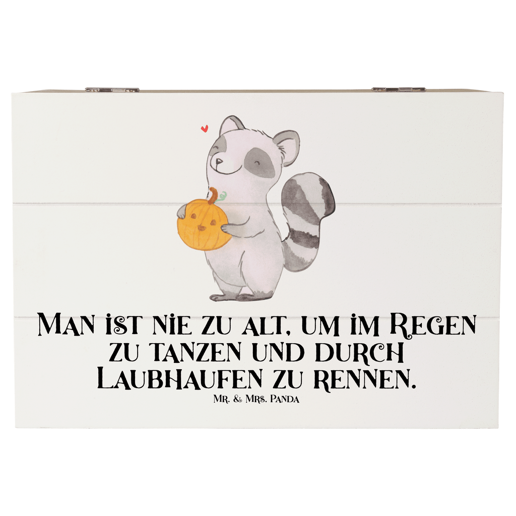 Holzkiste Waschbär Kürbis