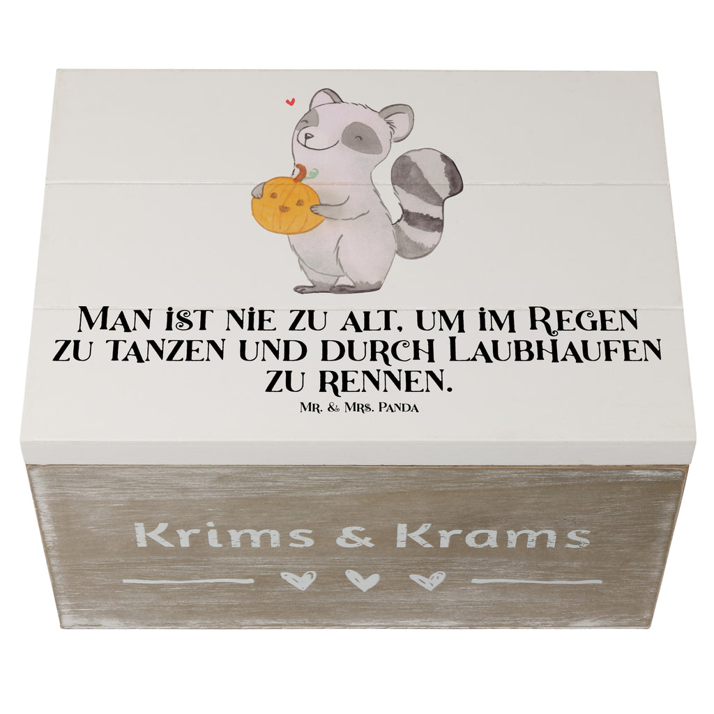 Holzkiste Waschbär Kürbis