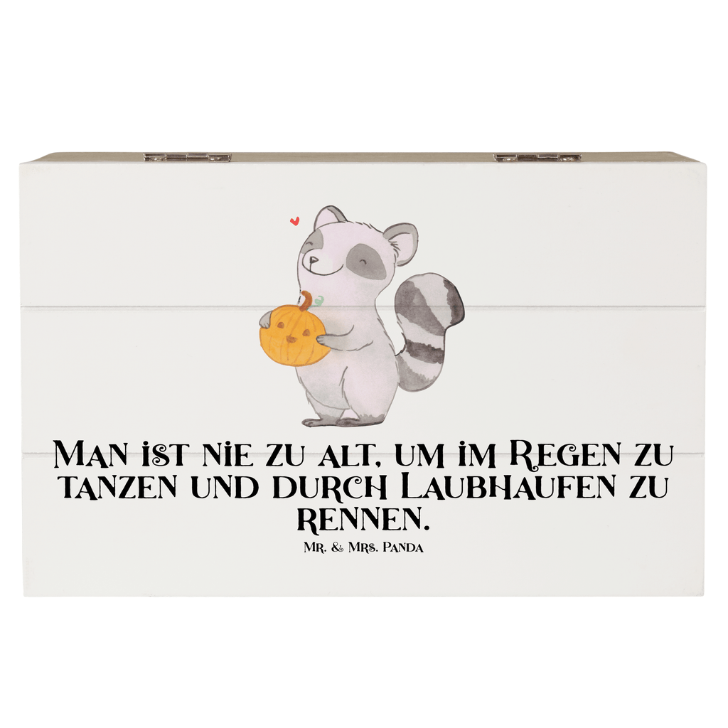 Holzkiste Waschbär Kürbis