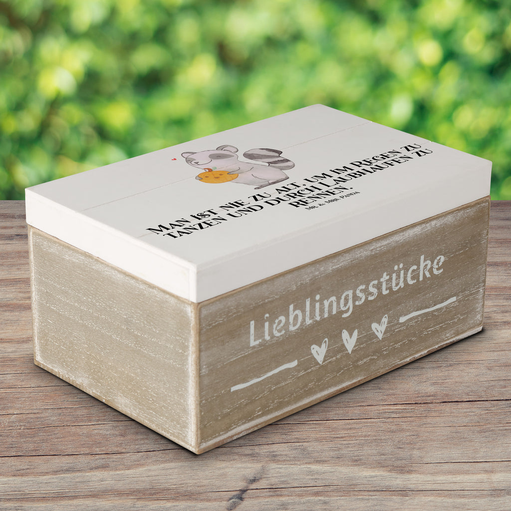 Holzkiste Waschbär Kürbis