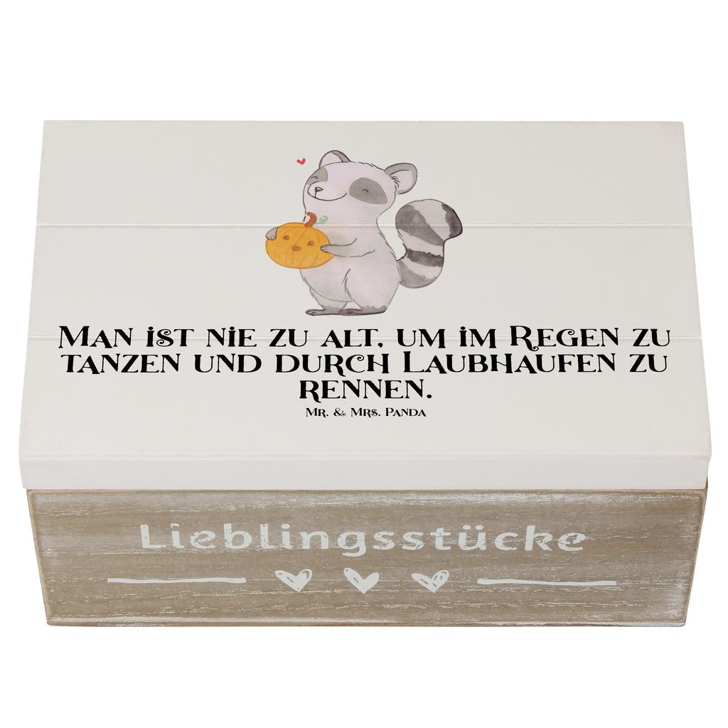 Holzkiste Waschbär Kürbis
