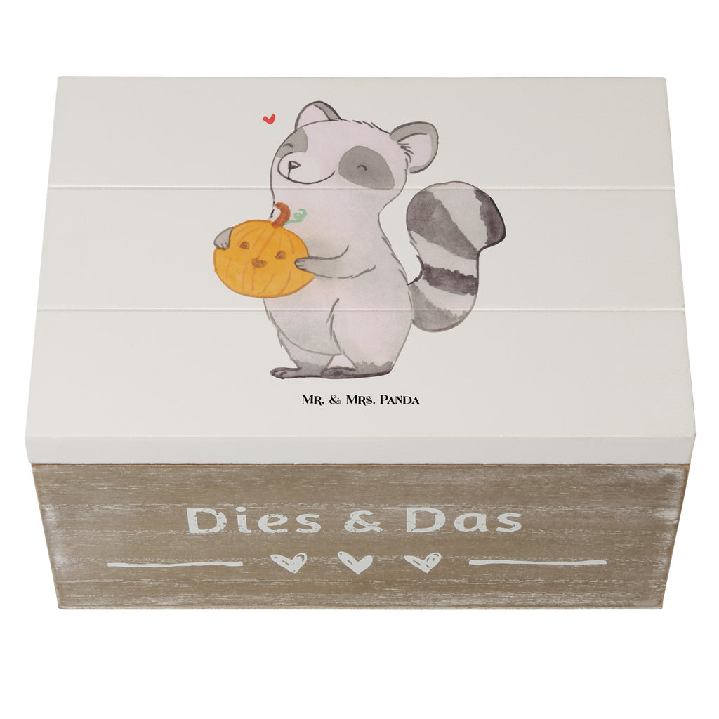 Holzkiste Waschbär Kürbis