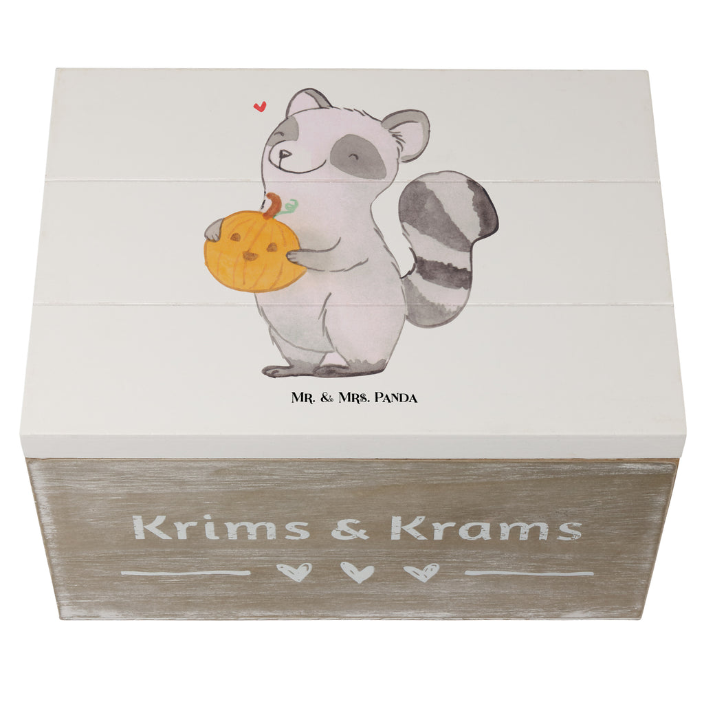 Holzkiste Waschbär Kürbis