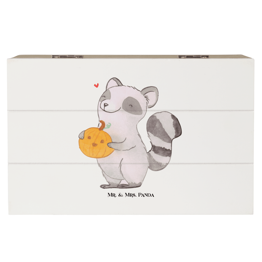 Holzkiste Waschbär Kürbis