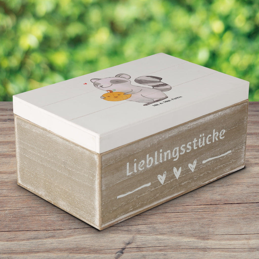 Holzkiste Waschbär Kürbis