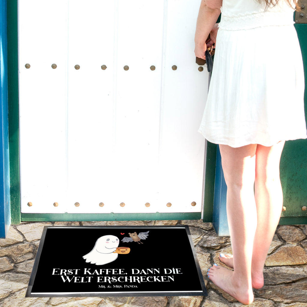 Fußmatte Gespenst Kaffee Türvorleger, Schmutzmatte, Fußabtreter, Matte, Schmutzfänger, Fußabstreifer, Schmutzfangmatte, Türmatte, Motivfußmatte, Haustürmatte, Vorleger, Halloween, Deko, Martinssingen, Dekoration, Geschenke, Schenken, Gespenst, Kaffee