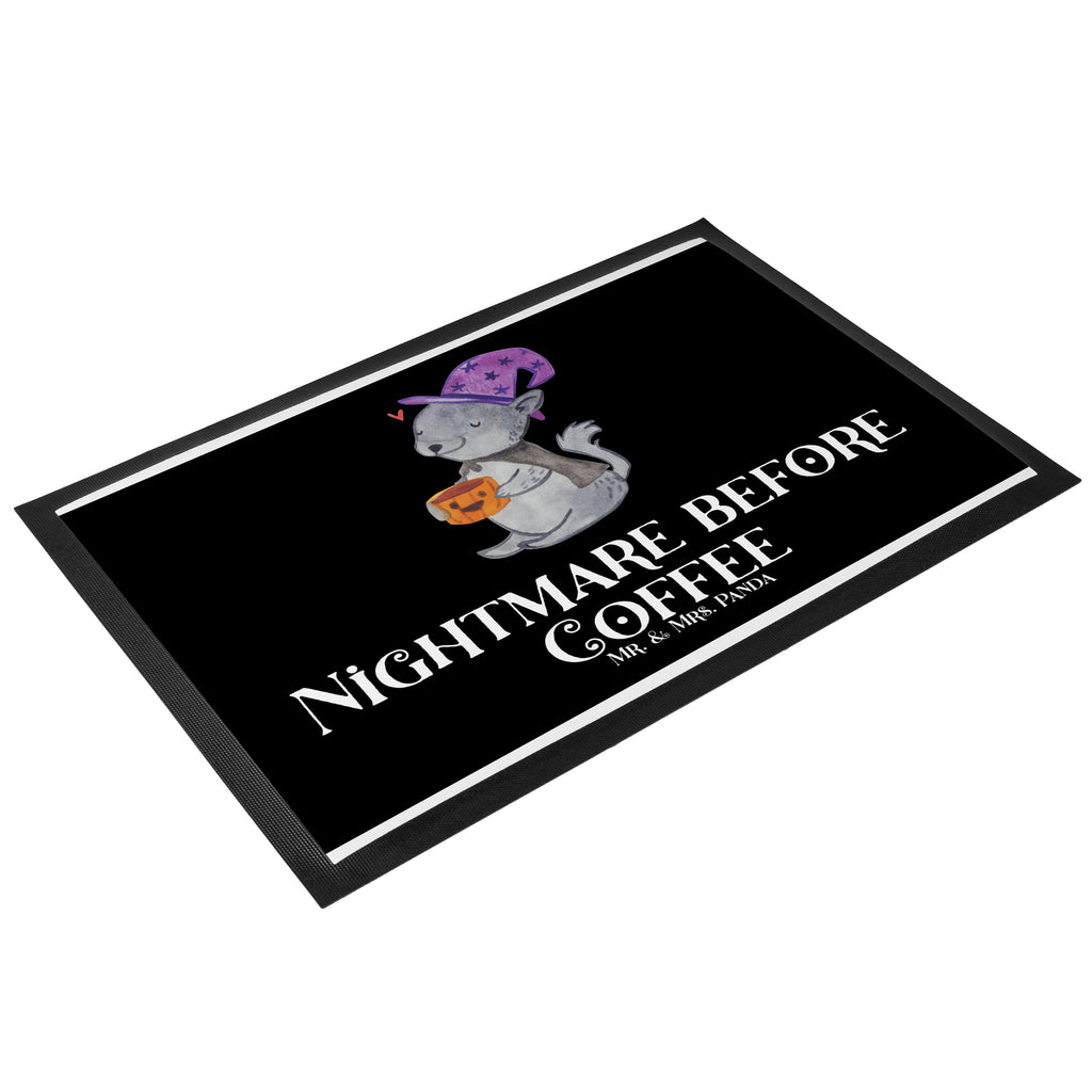 Fußmatte Kater Kaffee Türvorleger, Schmutzmatte, Fußabtreter, Matte, Schmutzfänger, Fußabstreifer, Schmutzfangmatte, Türmatte, Motivfußmatte, Haustürmatte, Vorleger, Halloween, Deko, Martinssingen, Dekoration, Geschenke, Schenken, Hexe, Kater, Kaffee, Magie