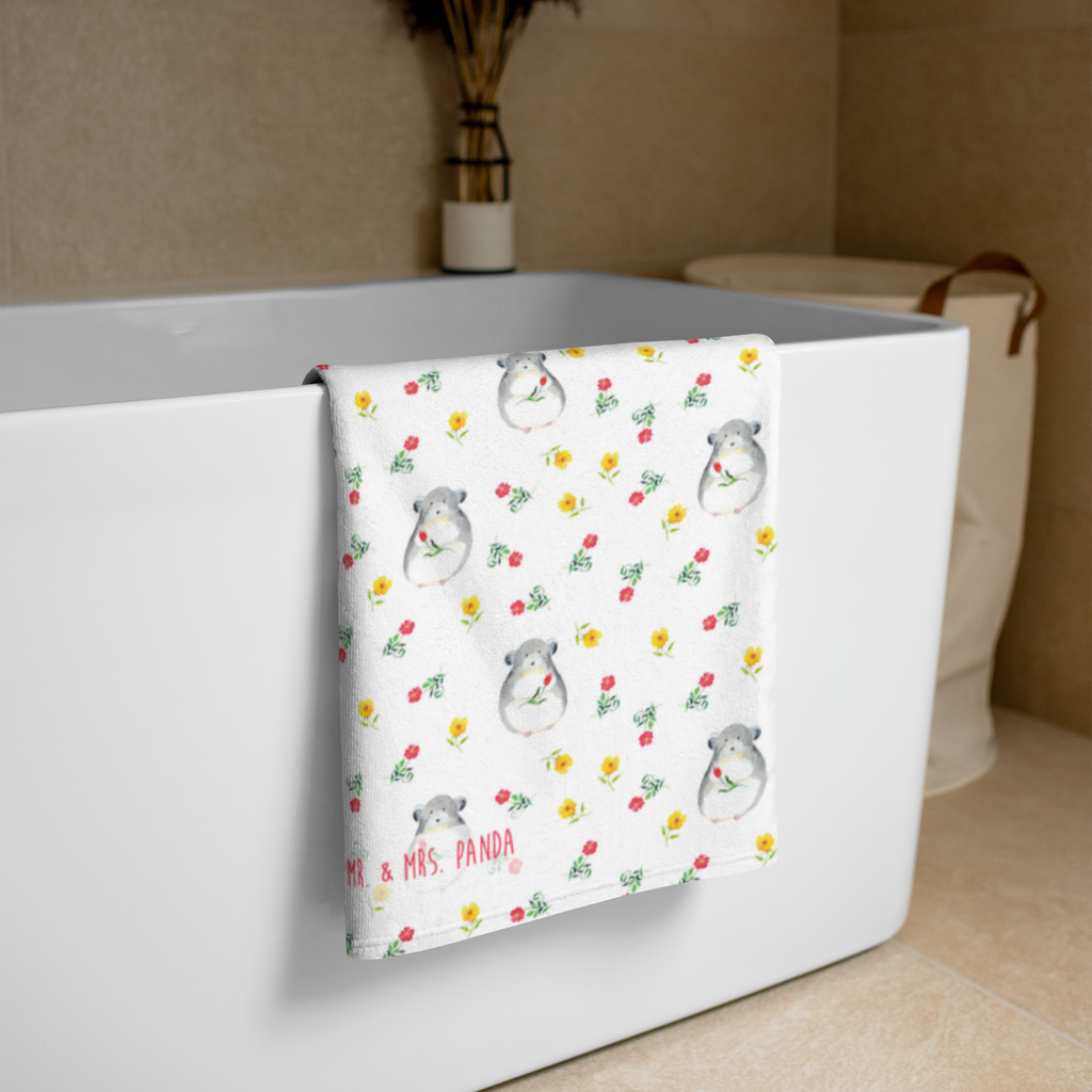 XL Badehandtuch Chinchilla mit Blume Handtuch, Badetuch, Duschtuch, Strandtuch, Saunatuch, Tiermotive, Gute Laune, lustige Sprüche, Tiere, Chinchilla, Chinchillas, Liebeskummer, Kummer, Depressionen, traurig sein, Chaos, Glücklichsein, Büro, Büroalltag