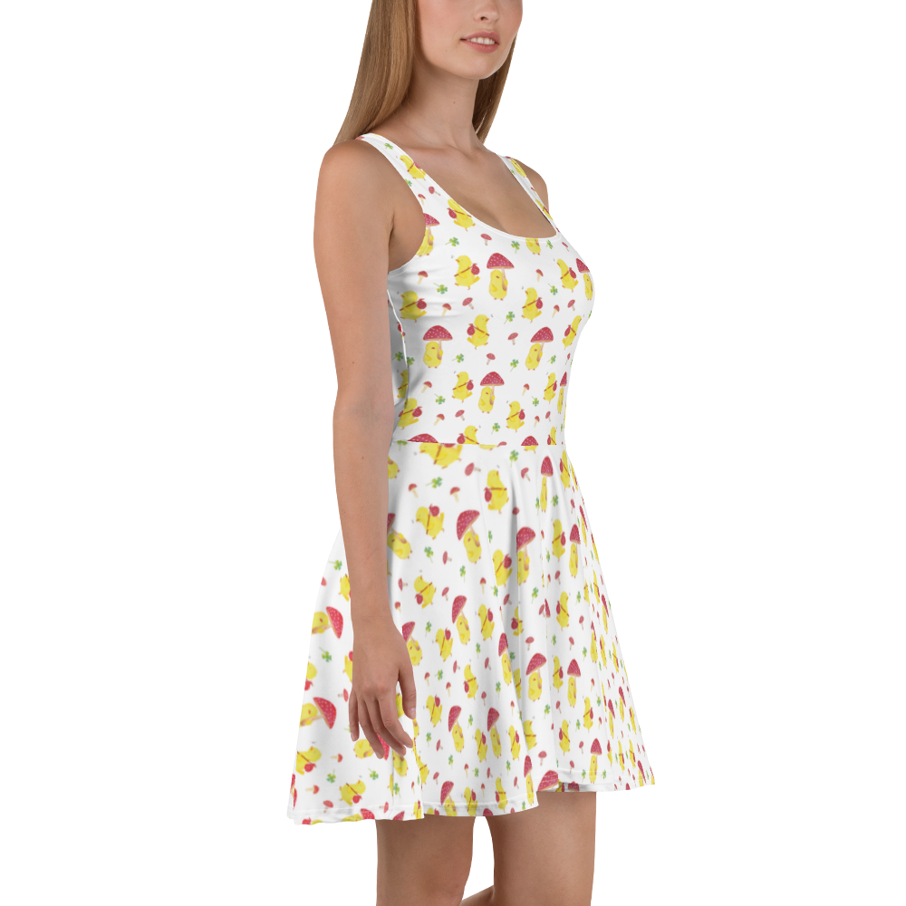 Sommerkleid Küken Fliegenpilz Sommerkleid, Kleid, Skaterkleid, Ostern, Osterhase, Ostergeschenke, Osternest, Osterdeko, Geschenk zu Ostern, Küken, Fliegenpilz, Glückspilz, Frohe Ostern, Ostergrüße