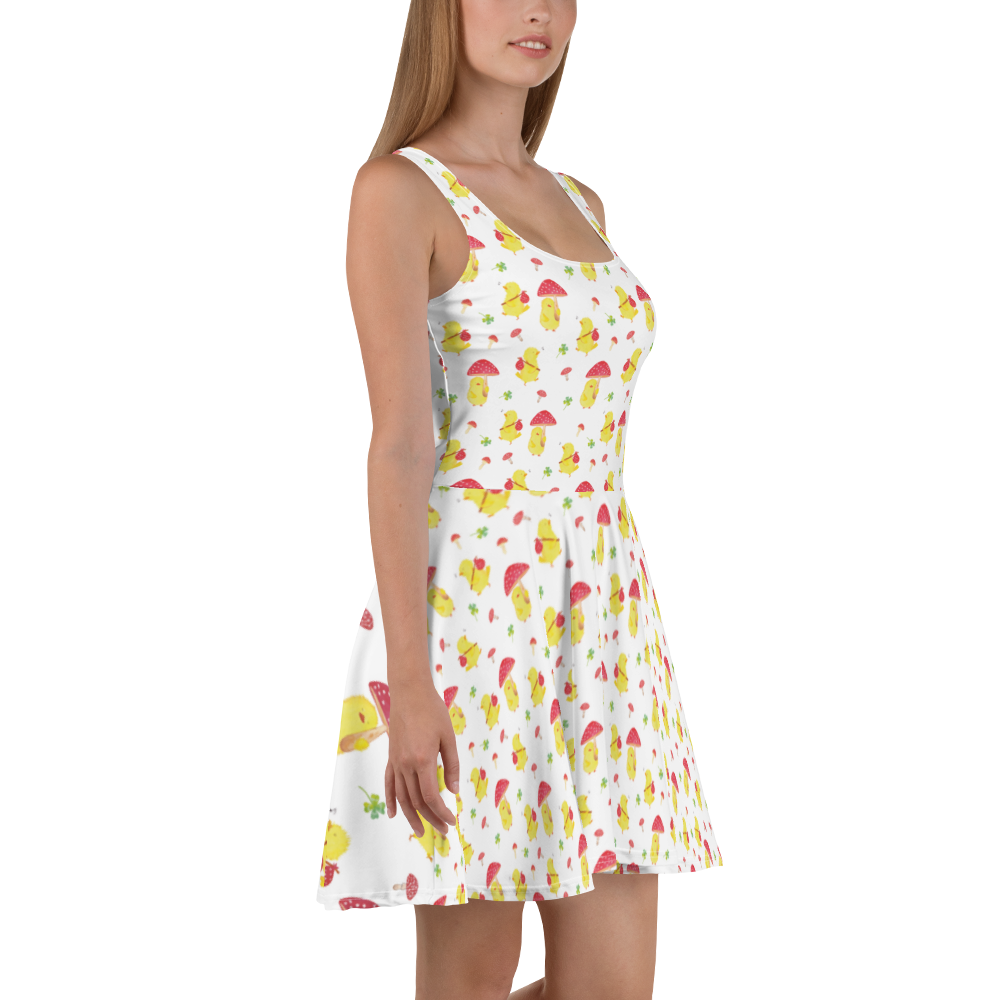 Sommerkleid Küken Fliegenpilz Sommerkleid, Kleid, Skaterkleid, Ostern, Osterhase, Ostergeschenke, Osternest, Osterdeko, Geschenk zu Ostern, Küken, Fliegenpilz, Glückspilz, Frohe Ostern, Ostergrüße