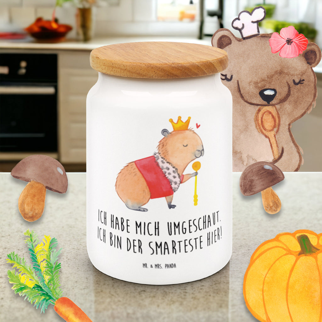 Vorratsdose Capybara König Vorratsdose, Keksdose, Keramikdose, Leckerlidose, Dose, Vorratsbehälter, Aufbewahrungsdose, Tiermotive, Gute Laune, lustige Sprüche, Tiere, Capybara, König