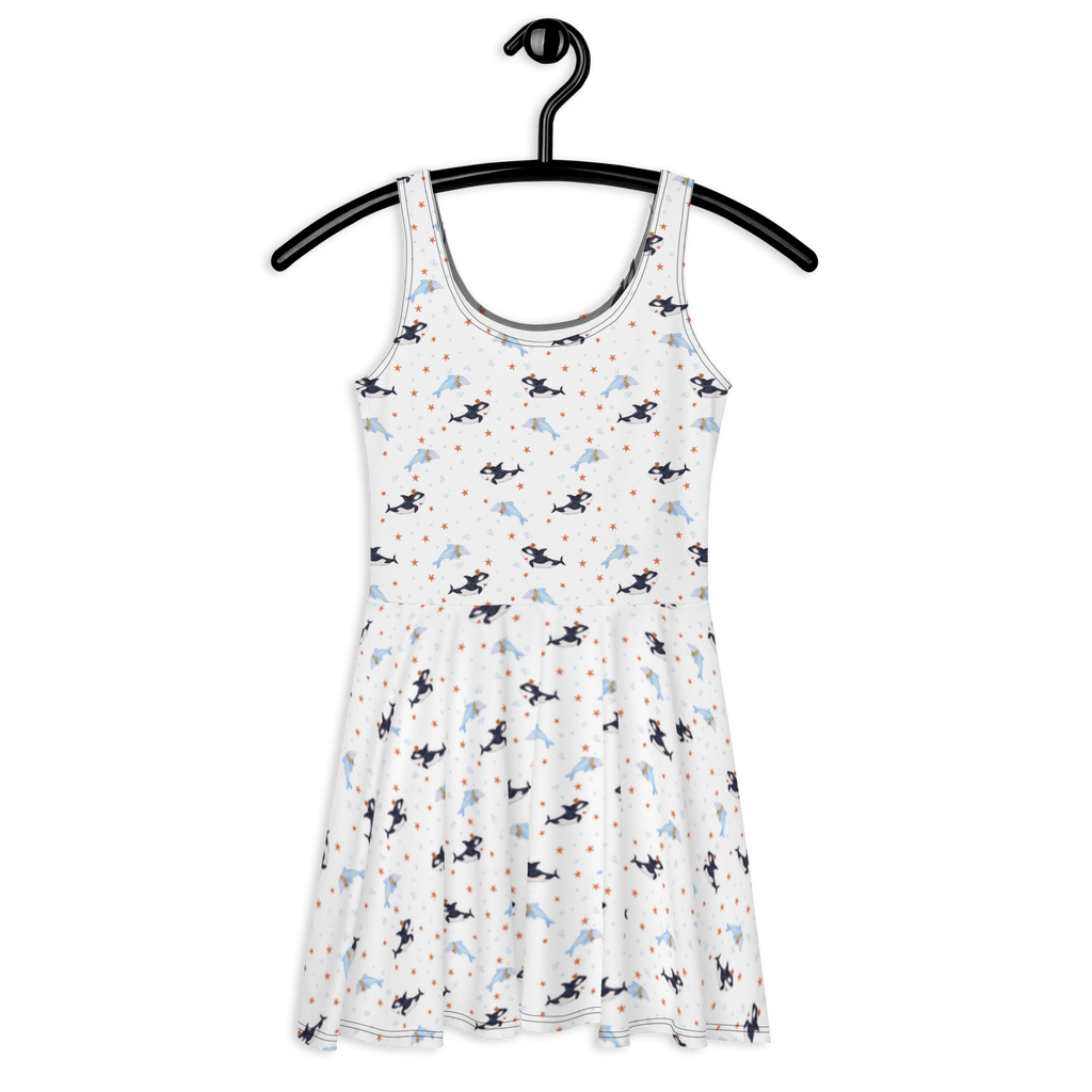 Sommerkleid Orca Zylinder Sommerkleid, Kleid, Skaterkleid, Meerestiere, Meer, Urlaub, Narwal, Glitter, Konfetti, Glitzer, Geburtstag, Feier, Fete, Fest, Glückwunsch, Orca