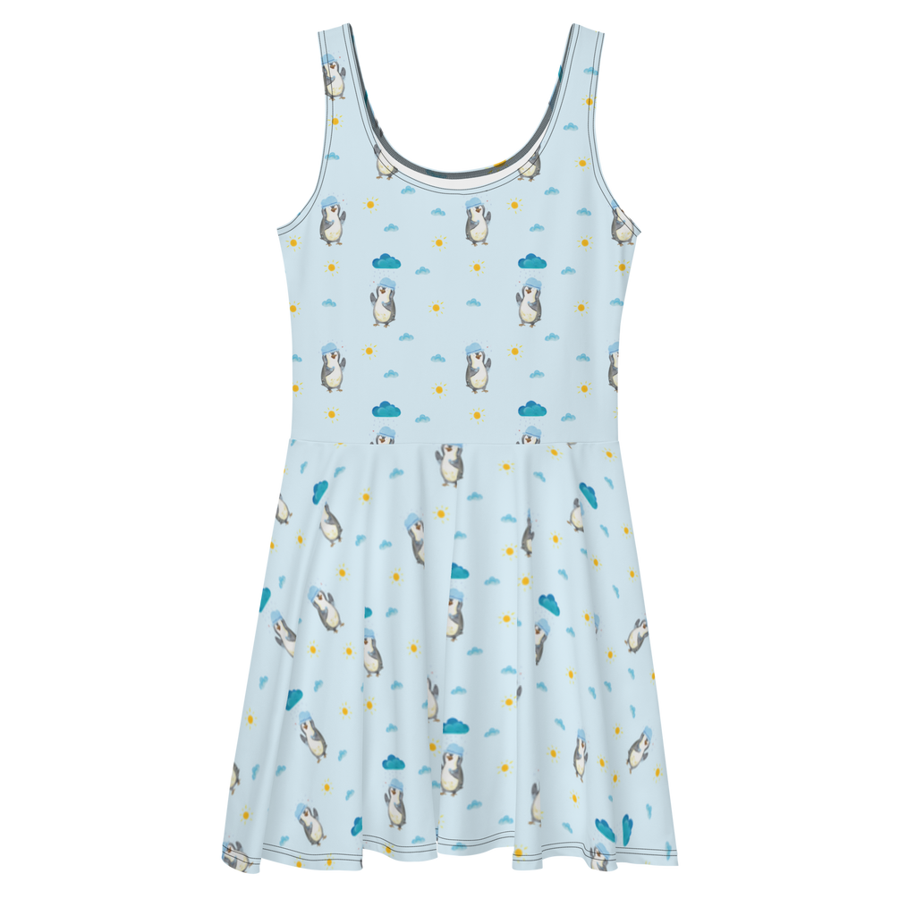 Sommerkleid Pinguin duscht Sommerkleid, Kleid, Skaterkleid, Pinguin, Pinguine, Dusche, duschen, Lebensmotto, Motivation, Neustart, Neuanfang, glücklich sein