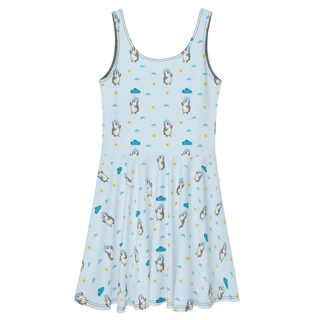 Sommerkleid Pinguin duscht Sommerkleid, Kleid, Skaterkleid, Pinguin, Pinguine, Dusche, duschen, Lebensmotto, Motivation, Neustart, Neuanfang, glücklich sein