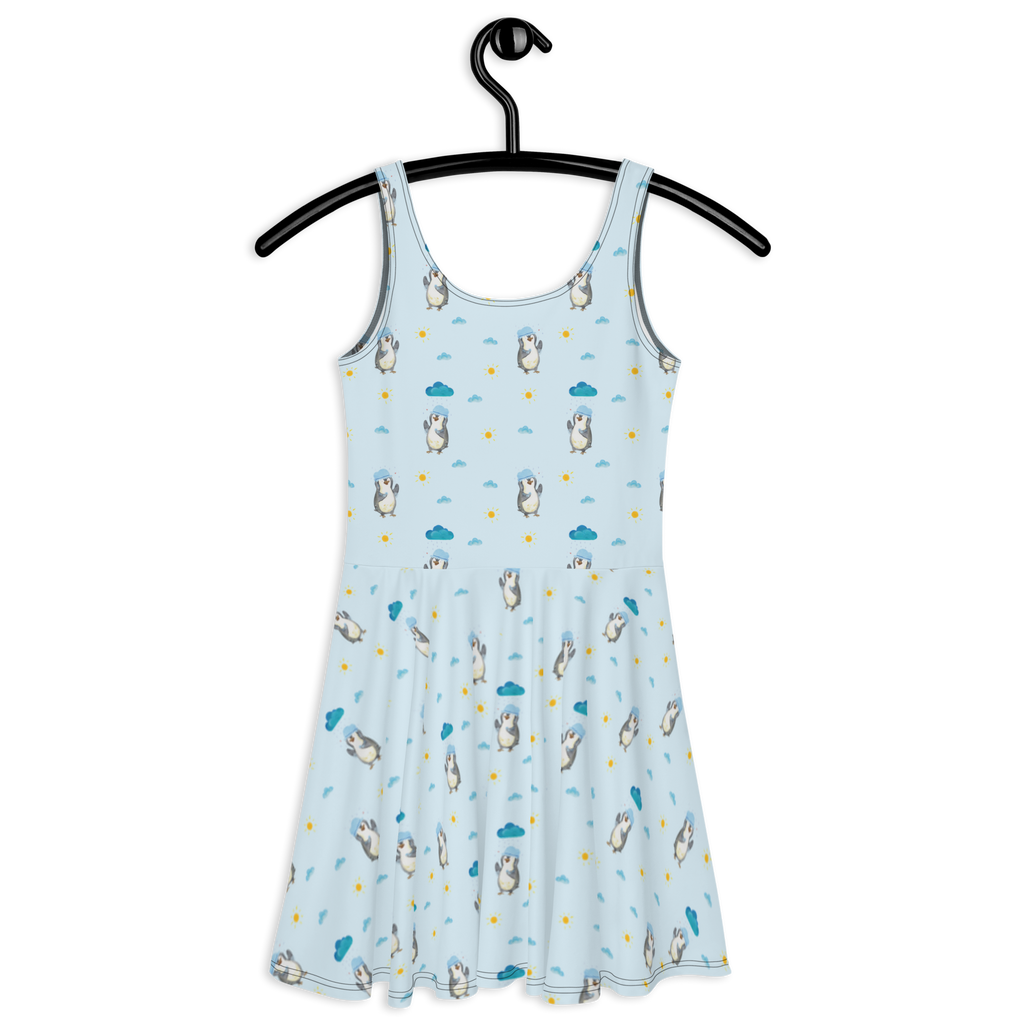 Sommerkleid Pinguin duscht Sommerkleid, Kleid, Skaterkleid, Pinguin, Pinguine, Dusche, duschen, Lebensmotto, Motivation, Neustart, Neuanfang, glücklich sein