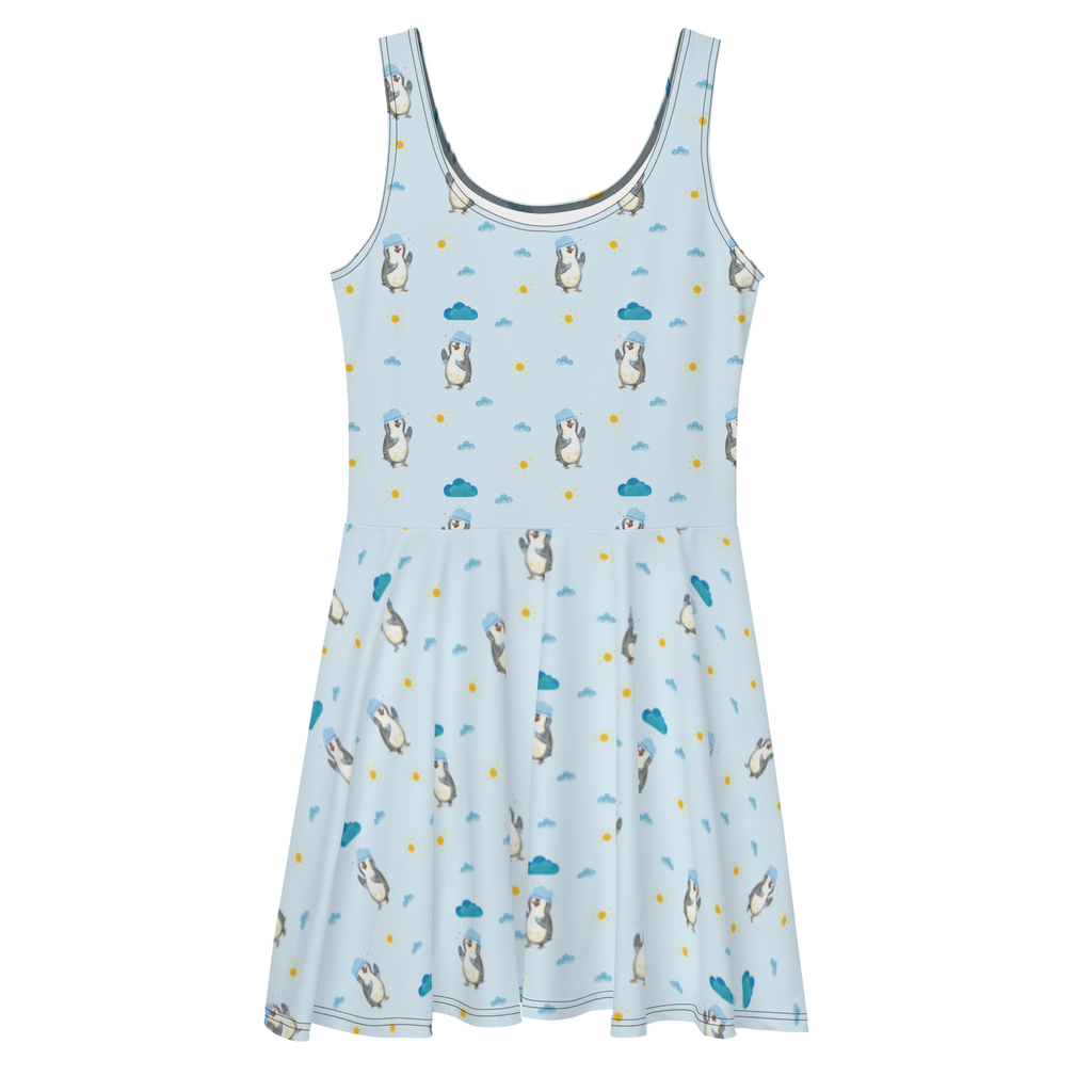 Sommerkleid Pinguin duscht Sommerkleid, Kleid, Skaterkleid, Pinguin, Pinguine, Dusche, duschen, Lebensmotto, Motivation, Neustart, Neuanfang, glücklich sein