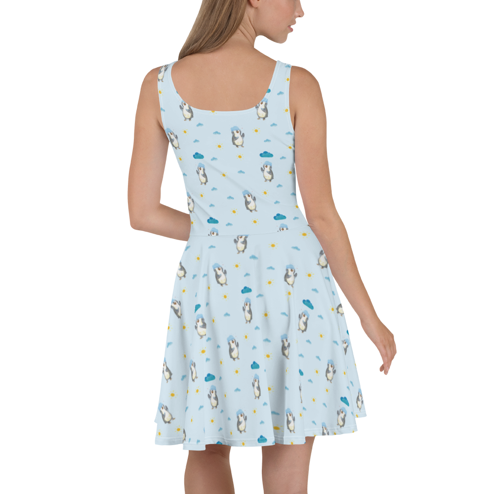 Sommerkleid Pinguin duscht Sommerkleid, Kleid, Skaterkleid, Pinguin, Pinguine, Dusche, duschen, Lebensmotto, Motivation, Neustart, Neuanfang, glücklich sein