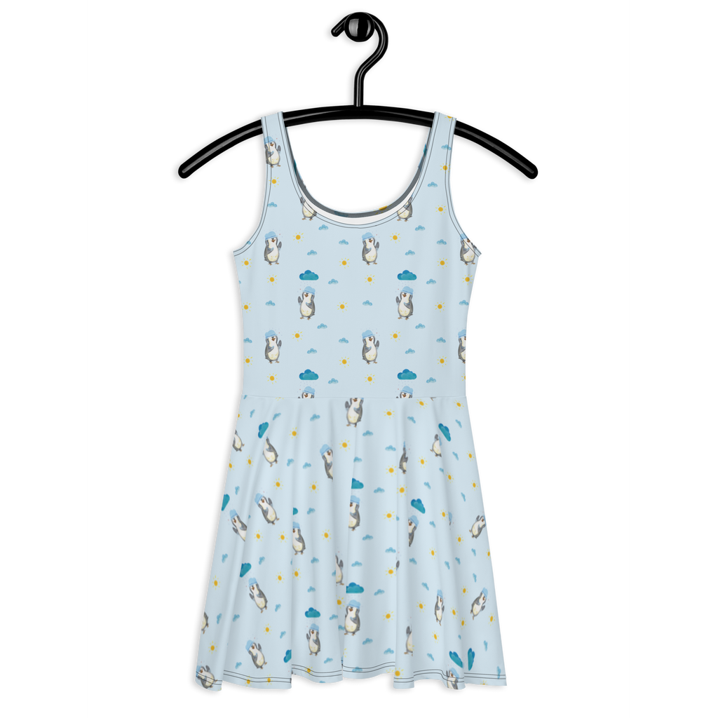 Sommerkleid Pinguin duscht Sommerkleid, Kleid, Skaterkleid, Pinguin, Pinguine, Dusche, duschen, Lebensmotto, Motivation, Neustart, Neuanfang, glücklich sein