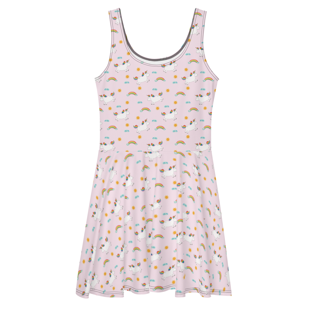 Sommerkleid Einhorn Happy Sommerkleid, Kleid, Skaterkleid, Einhorn, Einhörner, Einhorn Deko, Pegasus, Unicorn, glücklich, fröhlich, Spaß, Freude, Lebensfreude, witzig, spannend, Lächeln, Lachen