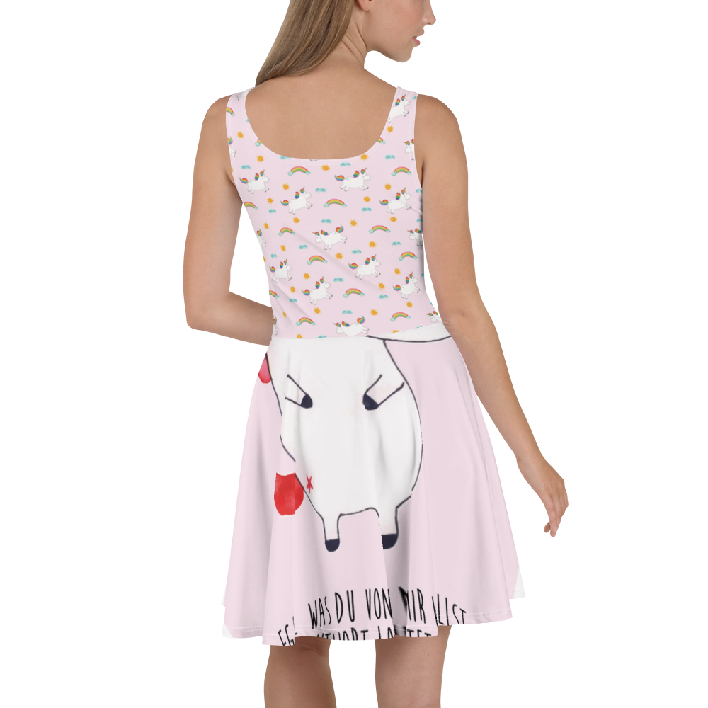 Sommerkleid Einhorn Happy Sommerkleid, Kleid, Skaterkleid, Einhorn, Einhörner, Einhorn Deko, Pegasus, Unicorn, glücklich, fröhlich, Spaß, Freude, Lebensfreude, witzig, spannend, Lächeln, Lachen