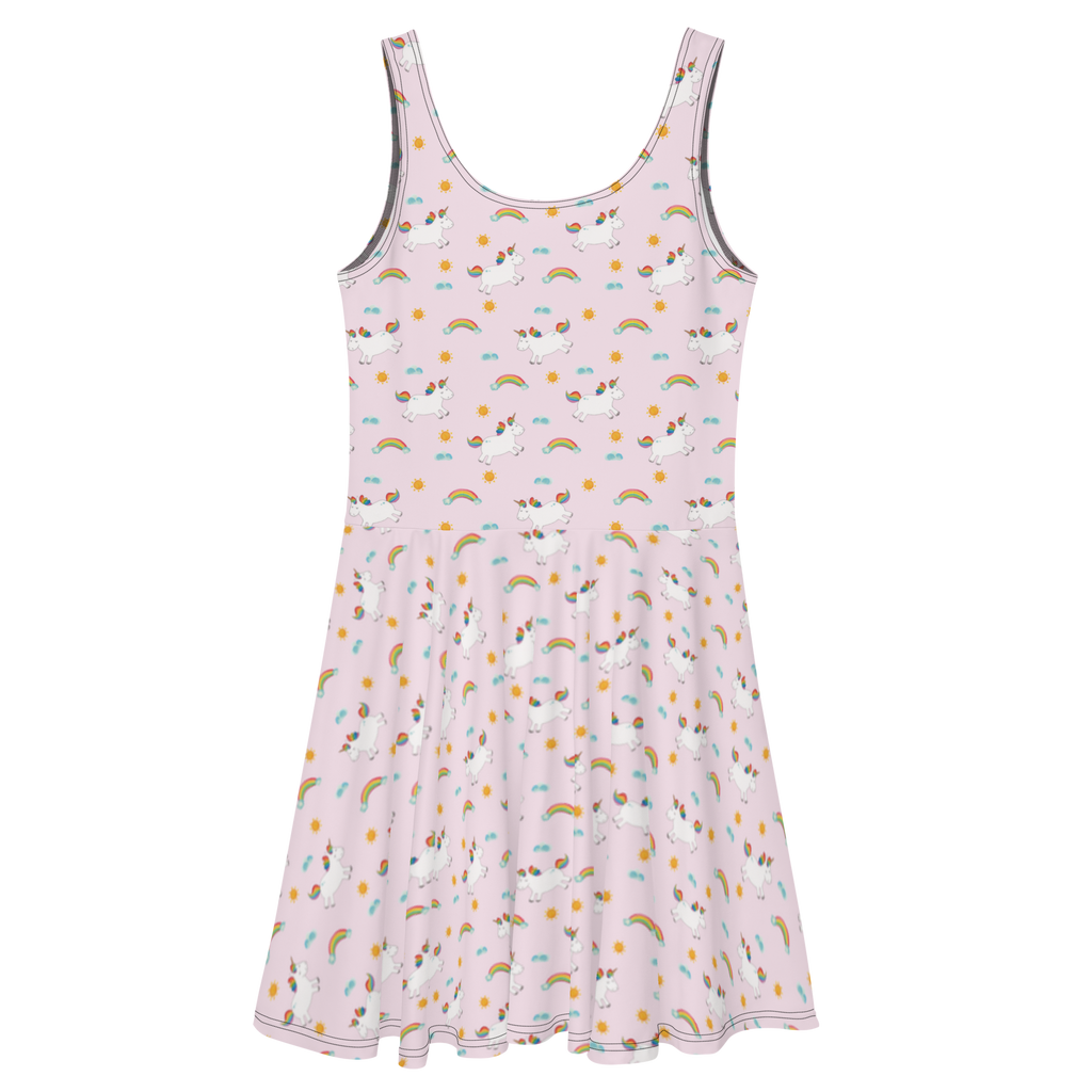 Sommerkleid Einhorn Happy Sommerkleid, Kleid, Skaterkleid, Einhorn, Einhörner, Einhorn Deko, Pegasus, Unicorn, glücklich, fröhlich, Spaß, Freude, Lebensfreude, witzig, spannend, Lächeln, Lachen