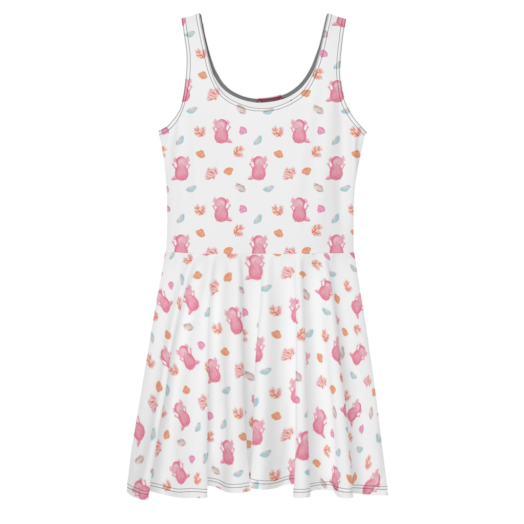 Sommerkleid Axolotl Hurra Sommerkleid, Kleid, Skaterkleid, Axolotl, Molch, Axolot, Schwanzlurch, Lurch, Lurche, fröhlich, Spaß, Freude, Motivation, Zufriedenheit